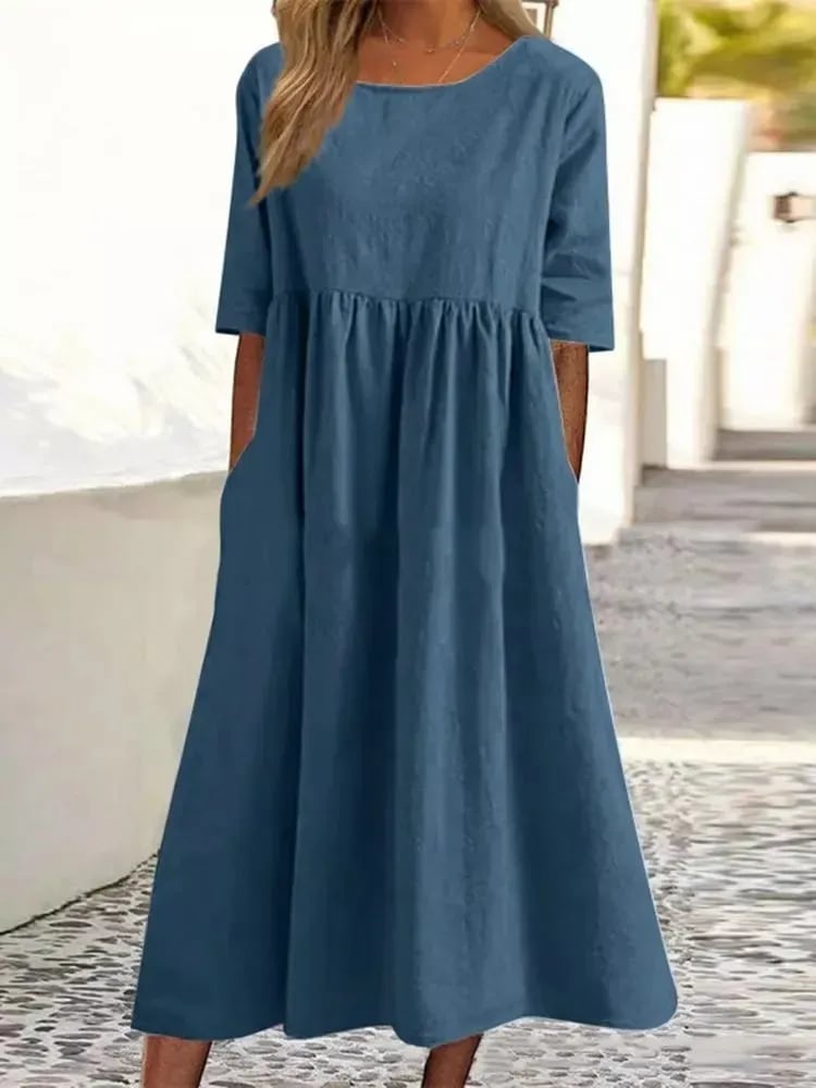 Colombe - Robe Mi-Longue Lin Décontractée Femme