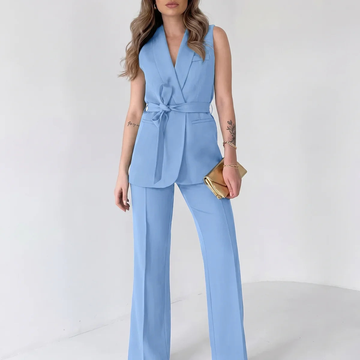 Tailleur deux pièces femme avec ceinture