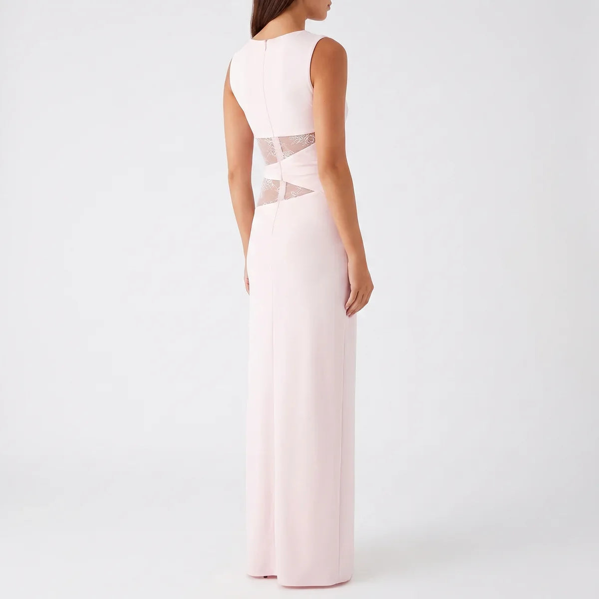 Robe longue femme en dentelle florale avec découpes