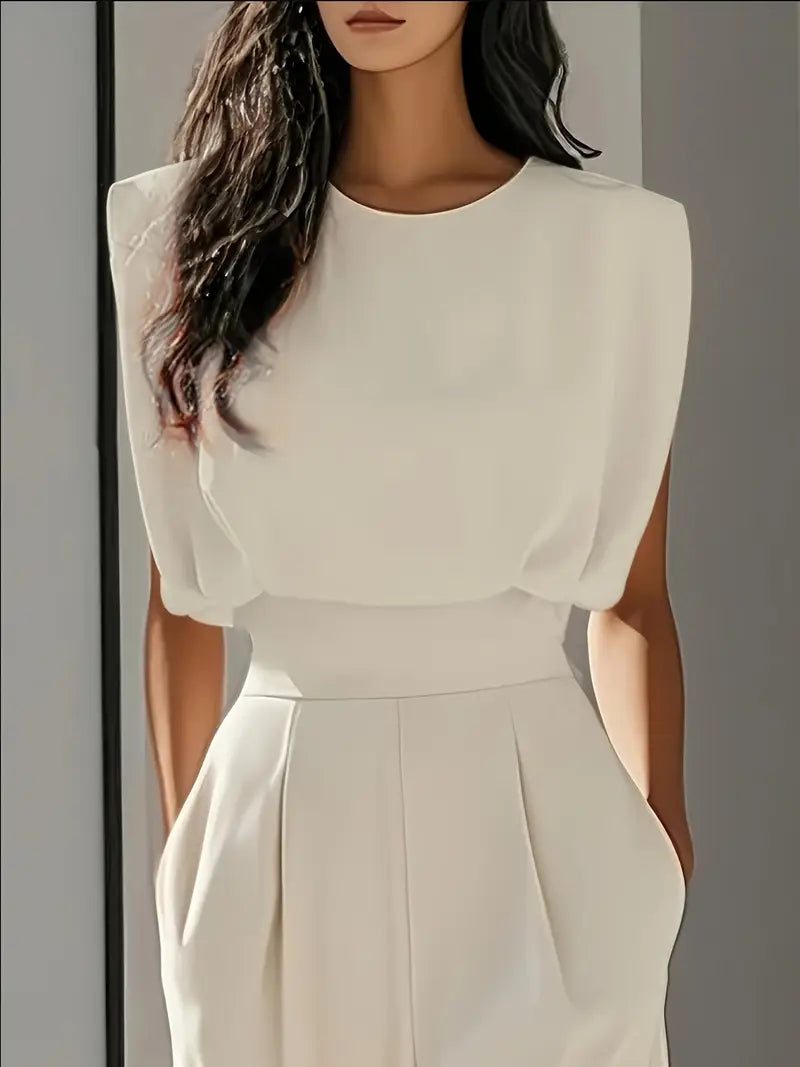 Combinaison Large Élégante Taille Drapée Chic moderne