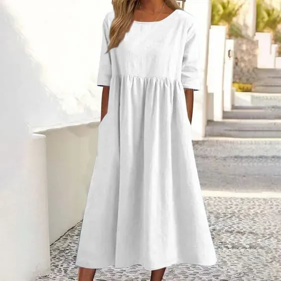 Colombe - Robe Mi-Longue Lin Décontractée Femme