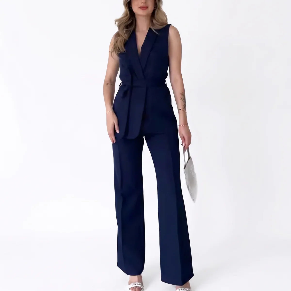 Tailleur deux pièces femme avec ceinture
