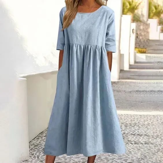 Colombe - Robe Mi-Longue Lin Décontractée Femme