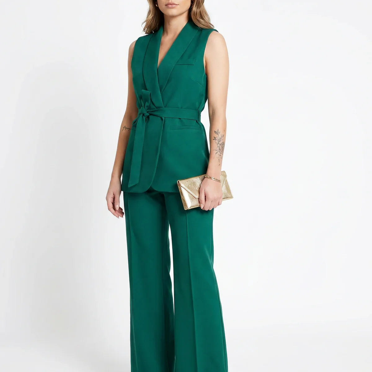 Tailleur deux pièces femme avec ceinture