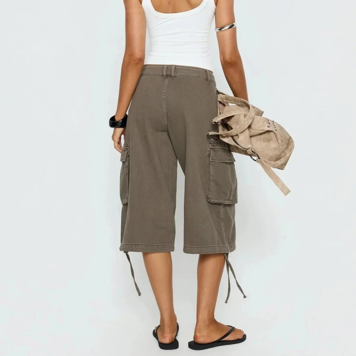 Short cargo long femme à motif camouflage