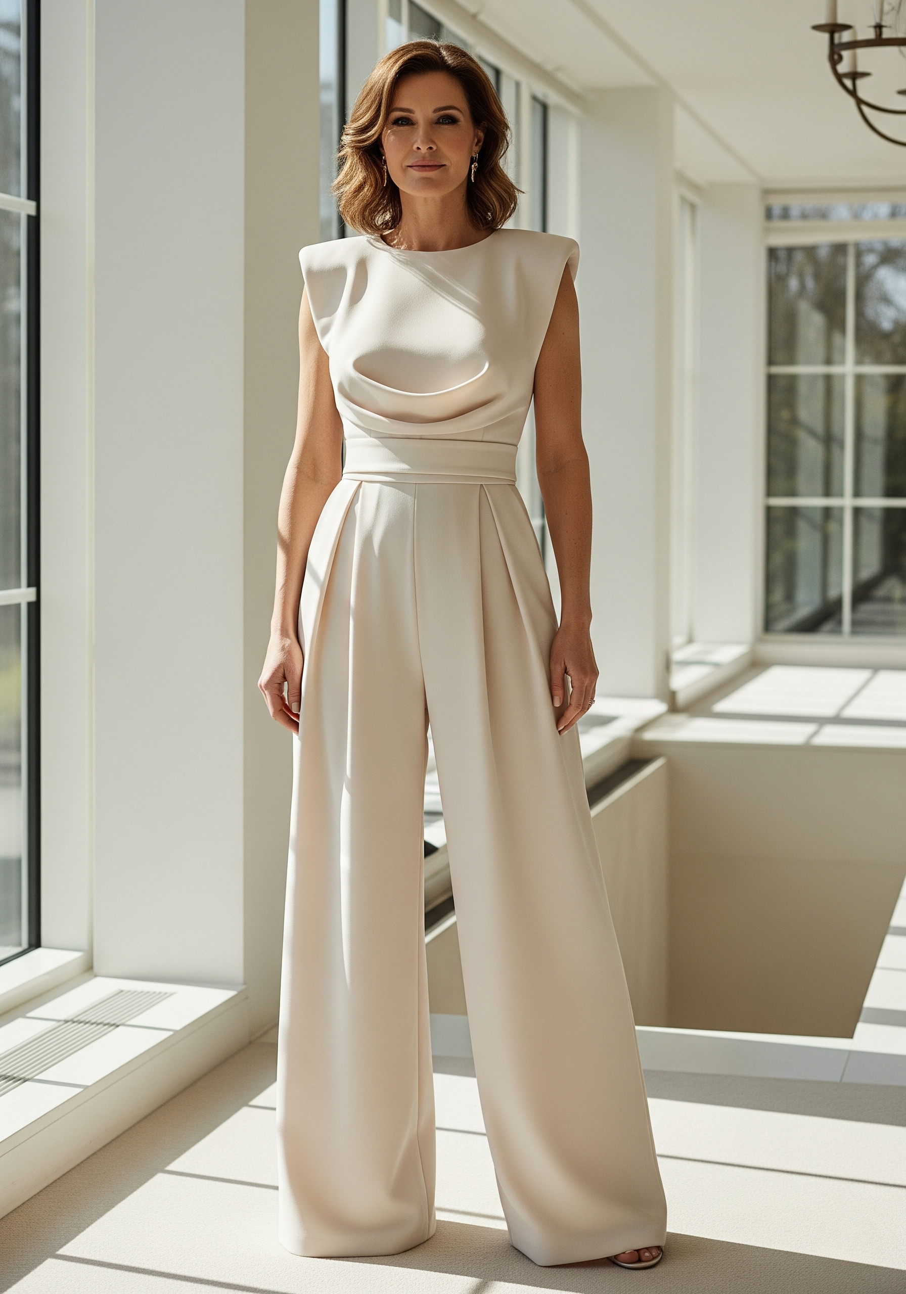 Combinaison Large Élégante Taille Drapée Chic moderne