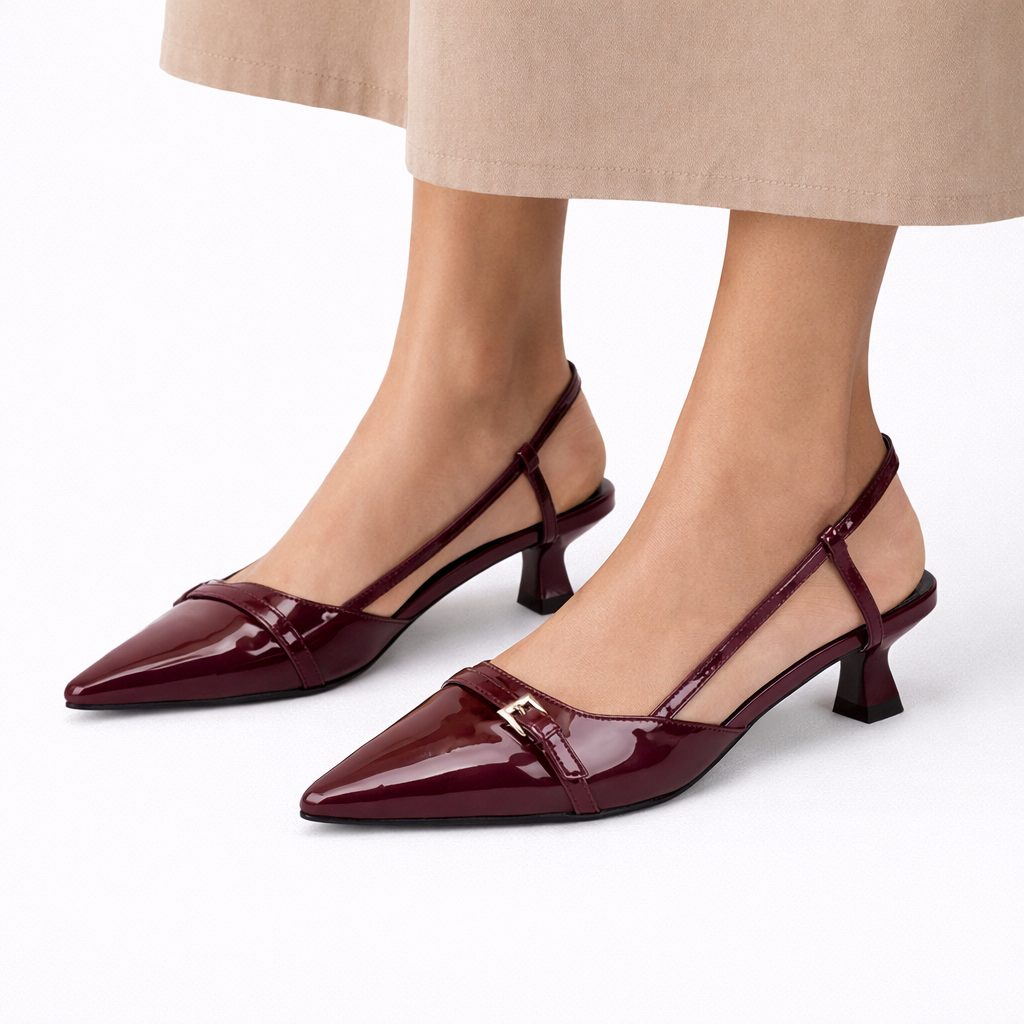 Escarpins slingback vernis femme, bout pointu