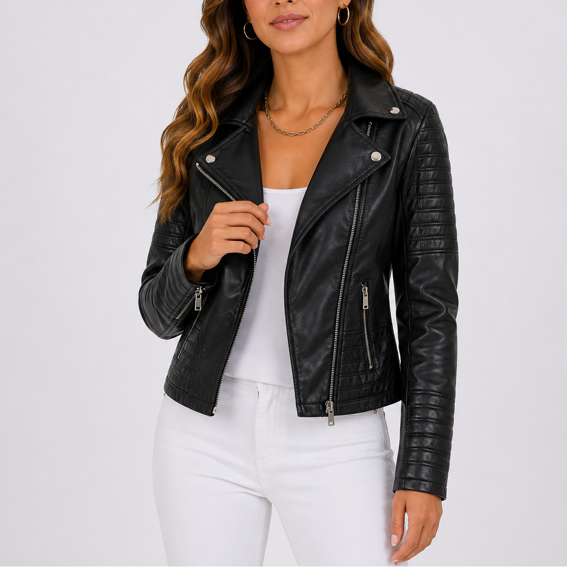Blouson motard femme en cuir