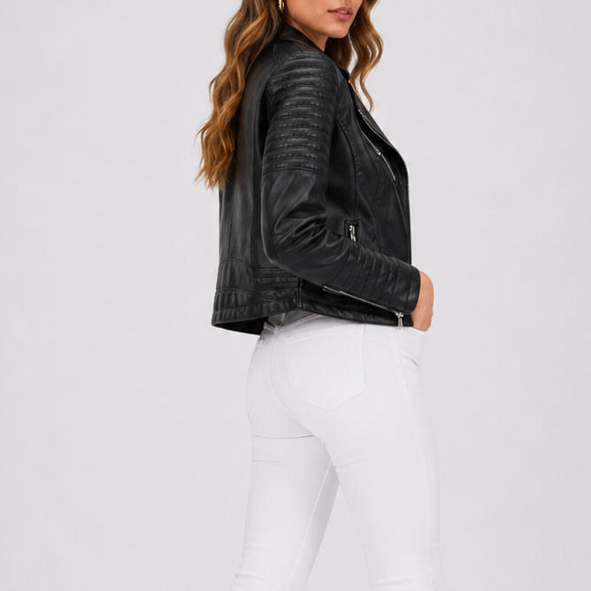 Blouson motard femme en cuir