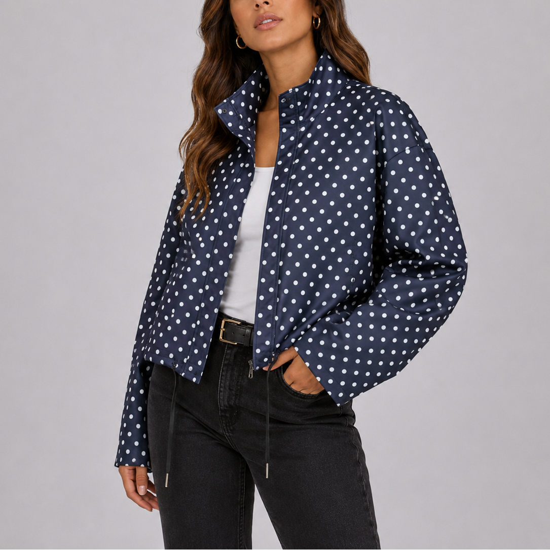 Blouson bomber femme à pois décontracté