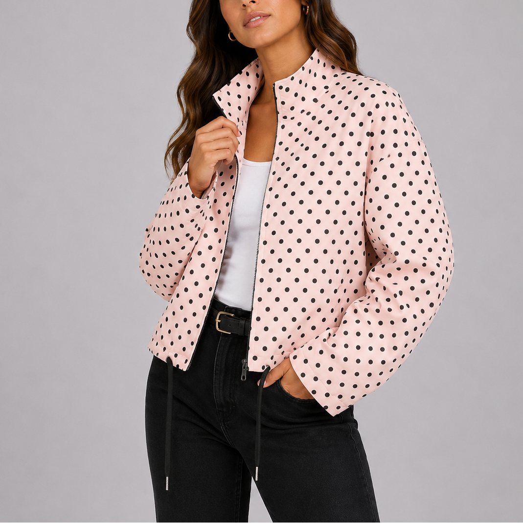Blouson bomber femme à pois décontracté