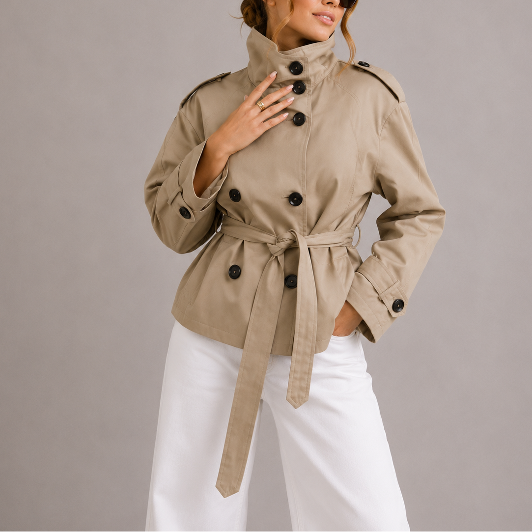 Trench court ceinturé femme