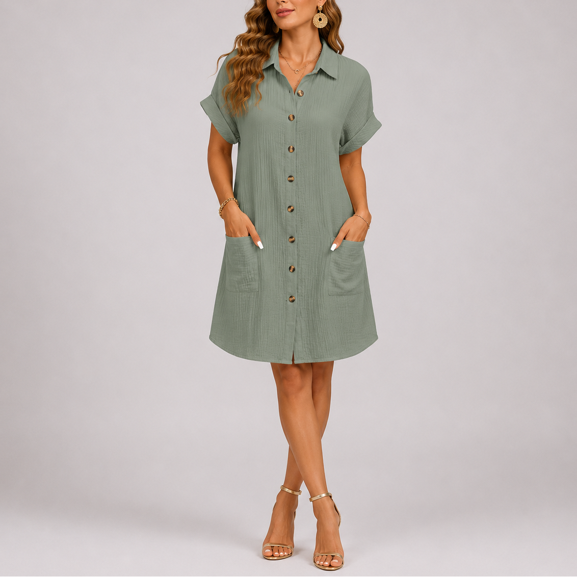 Robe chemise femme coupe décontractée