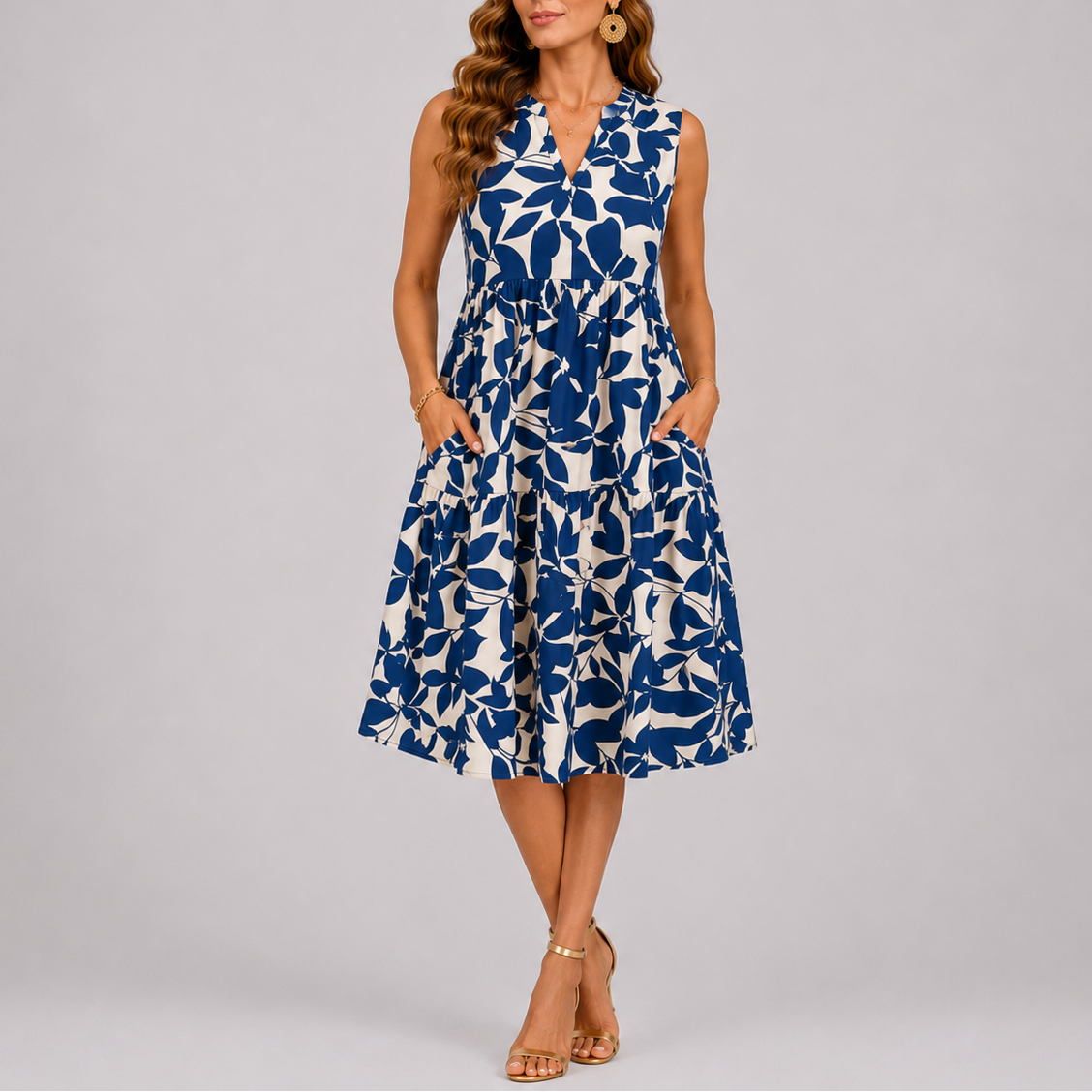 Robe d’été femme à fleurs, jupe à volants superposés