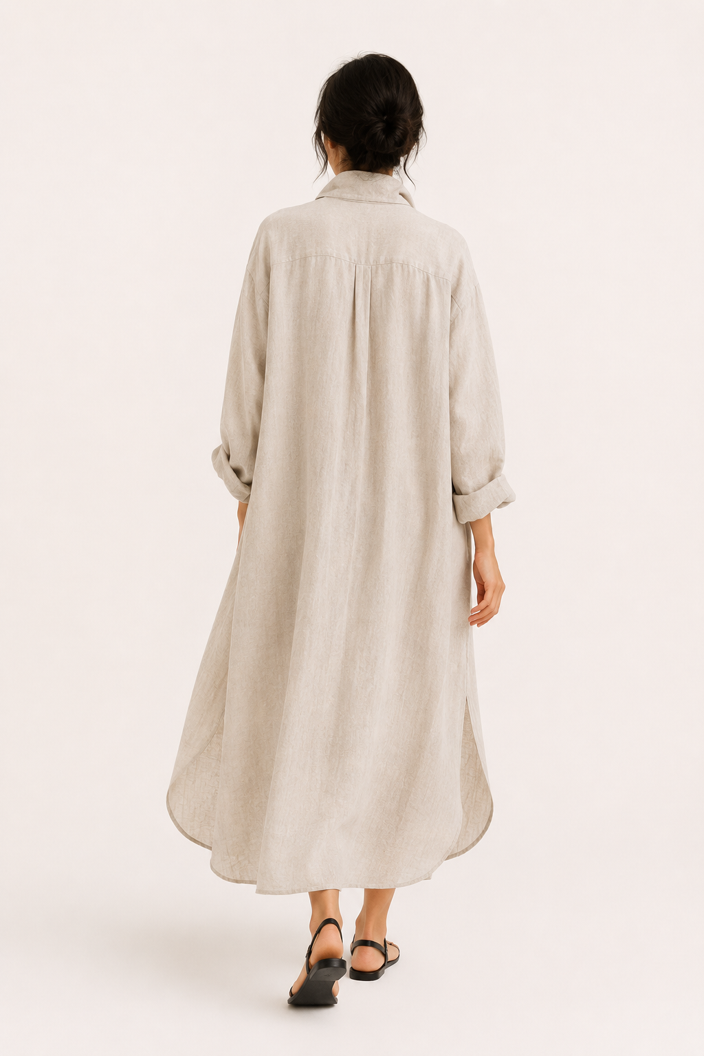 Robe chemise longue à boutons pour femme - Sylvie