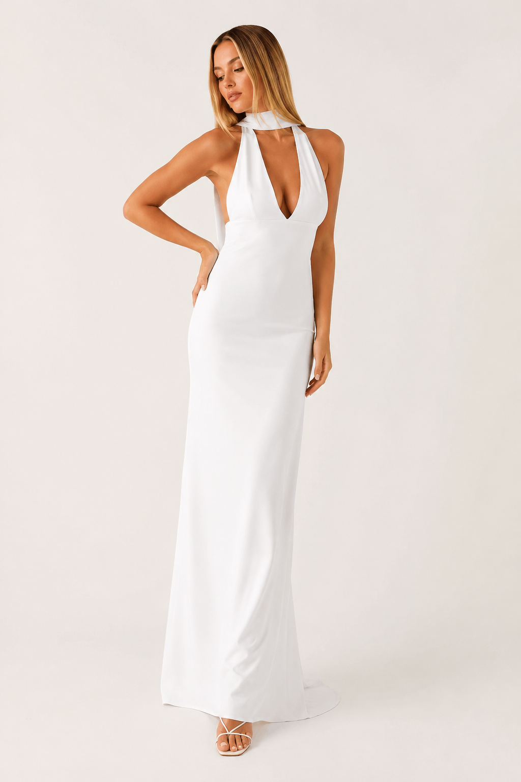 Robe longue femme dos nu décolleté profond élégante - Divine