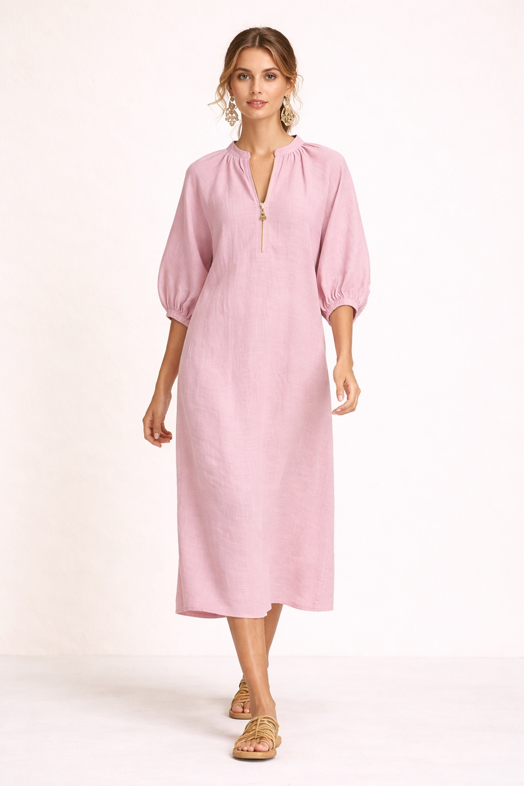 Robe longue femme coupe décontractée manches courtes