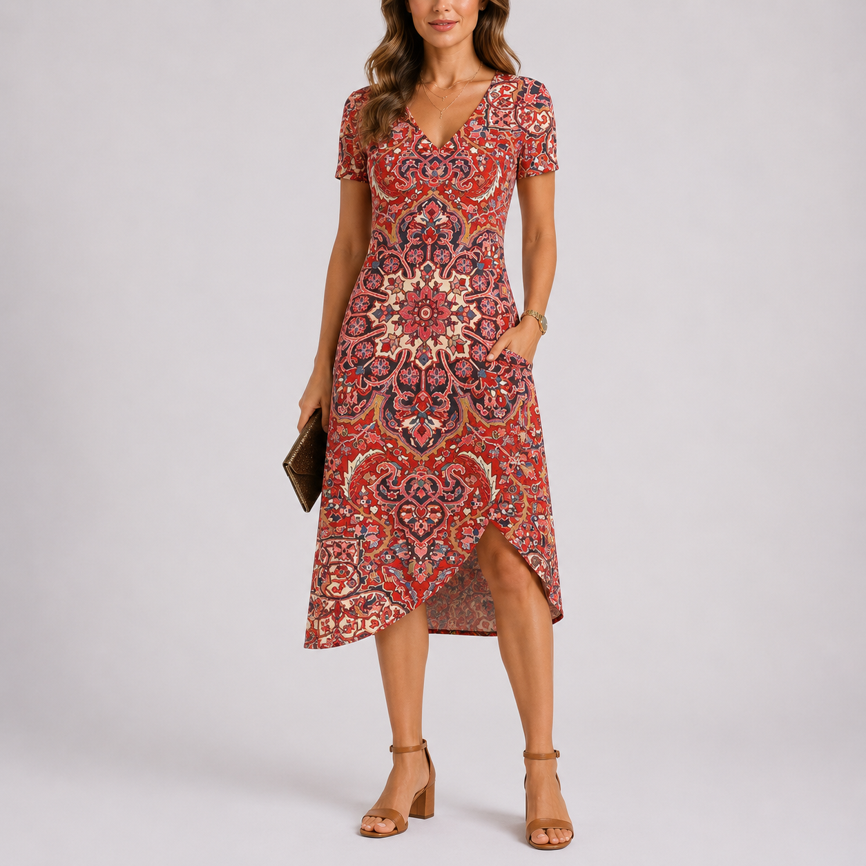 Robe longue d’été femme, col V