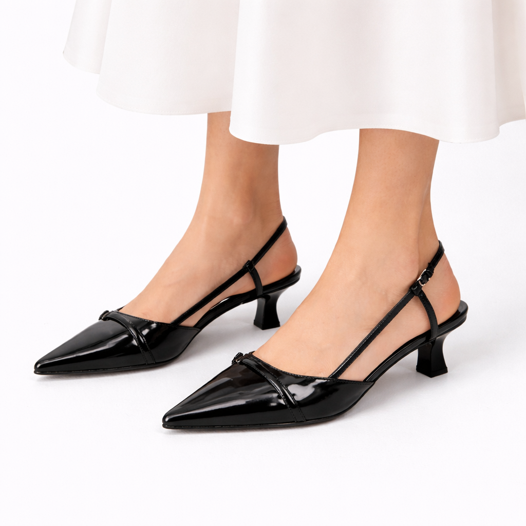 Escarpins slingback vernis femme, bout pointu