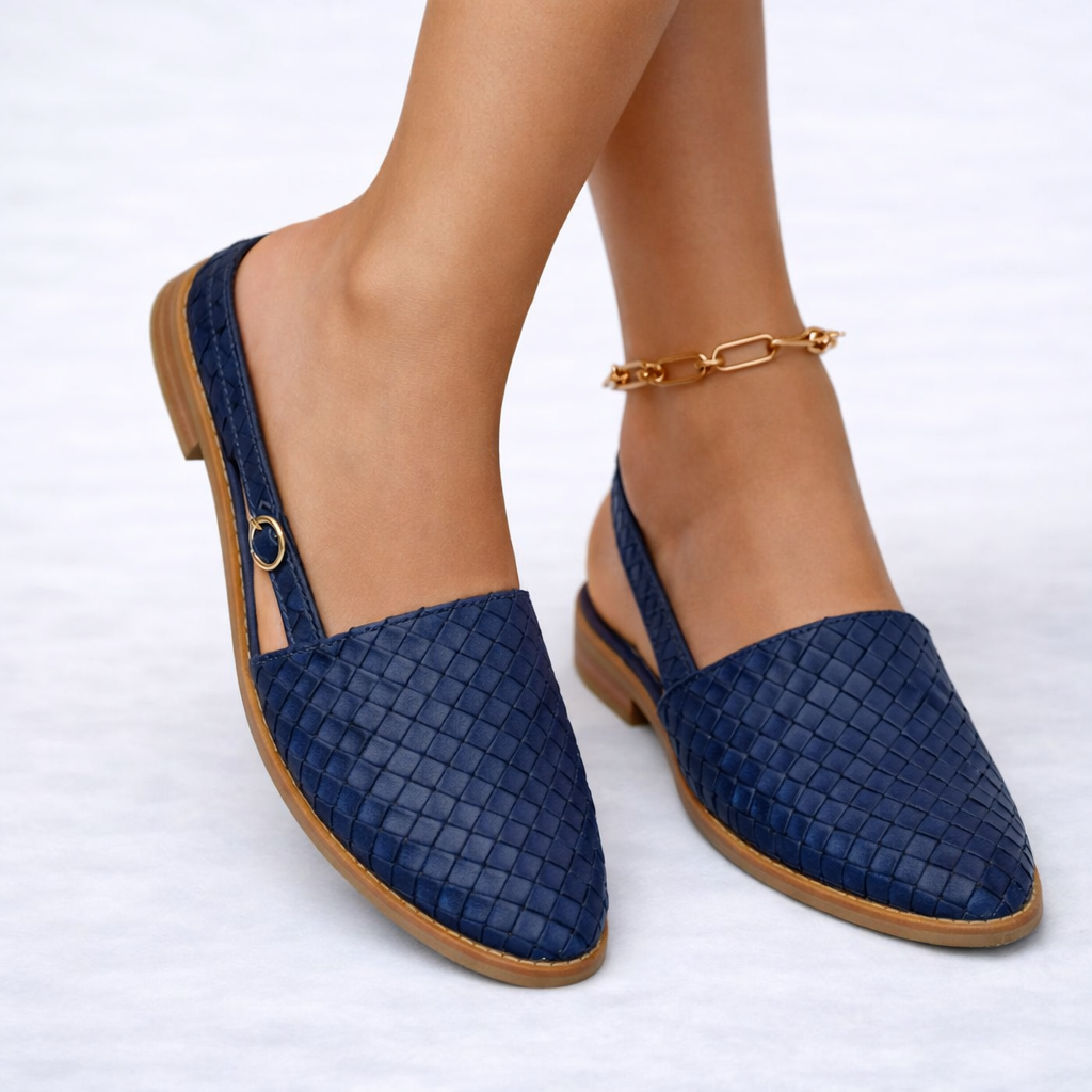 Ballerines slingback tressées femme en similicuir végan