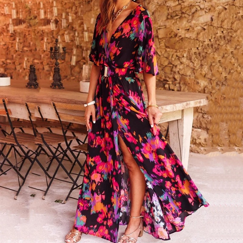 Robe Femme Bohème Longue – Robe Fleurie Éva