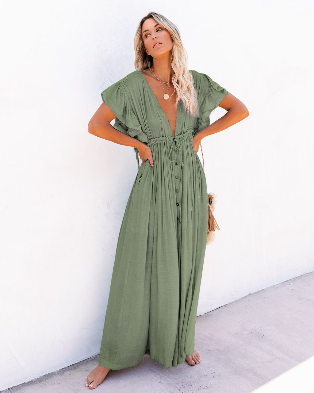 Robe Femme Bohème Longue Boutonnée Fluide moderne