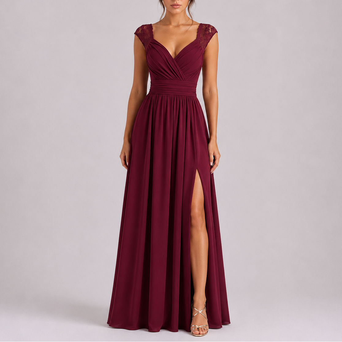 Robe longue femme en dentelle élégant