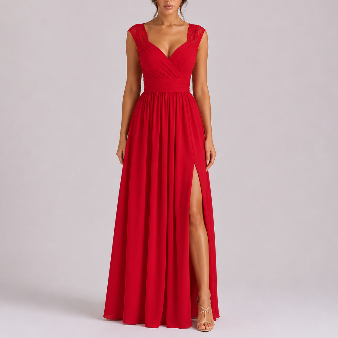 Robe longue femme en dentelle élégant