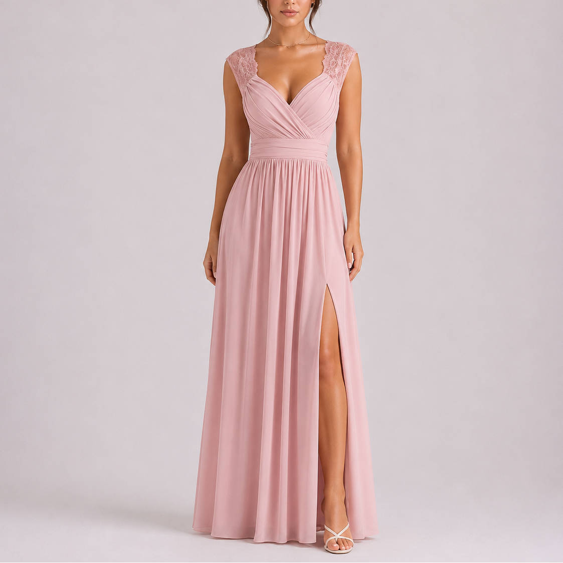 Robe longue femme en dentelle élégant
