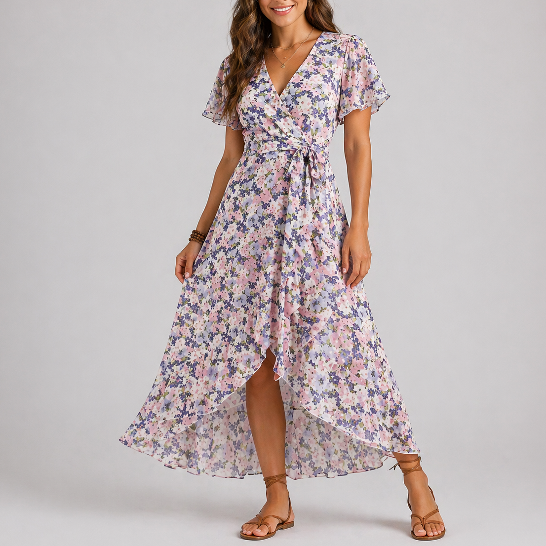 Robe midi d’été femme à fleurs
