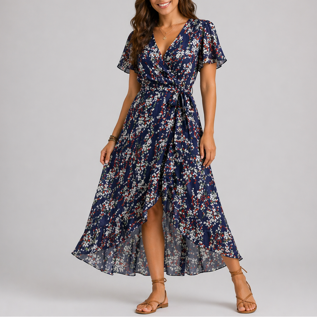 Robe midi d’été femme à fleurs