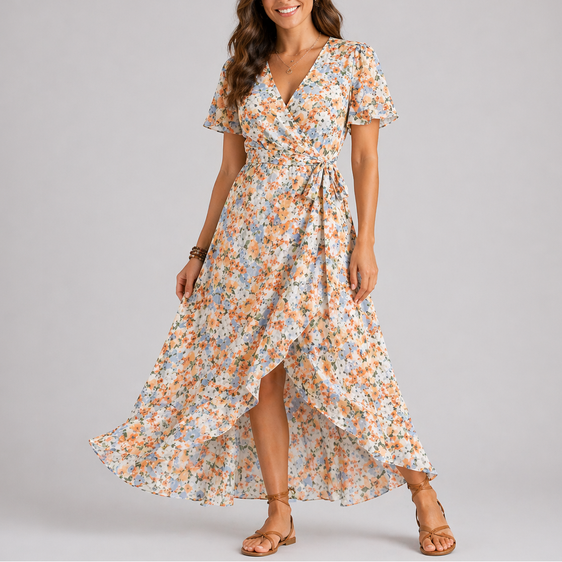 Robe midi d’été femme à fleurs
