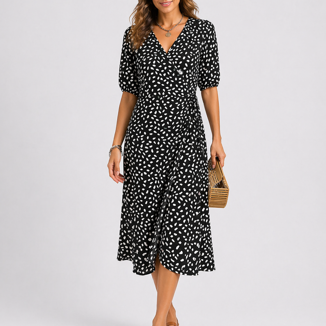 Robe midi d’été femme à imprimé abstrait