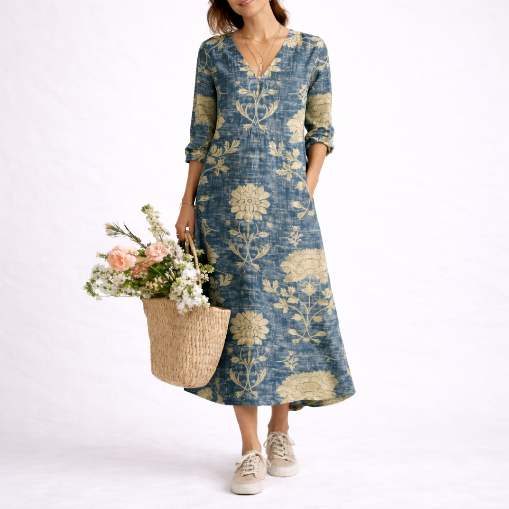 Robe en lin femme à fleurs