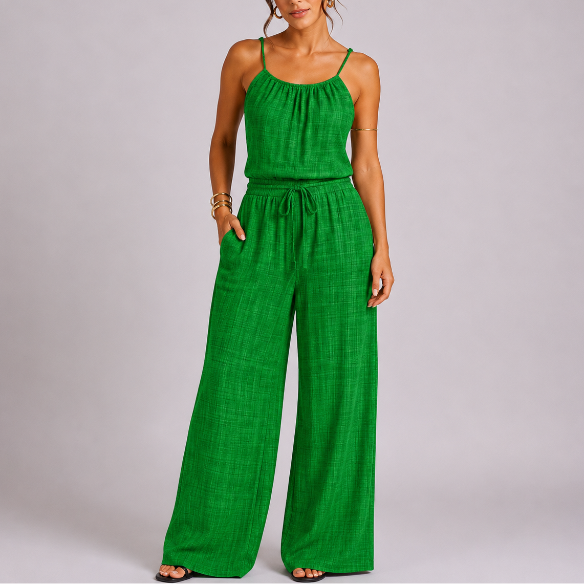 Combinaison femme coupe large bretelles fines décontracté
