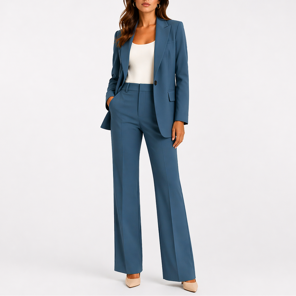 Ensemble deux pièces femme, blazer et pantalon droit