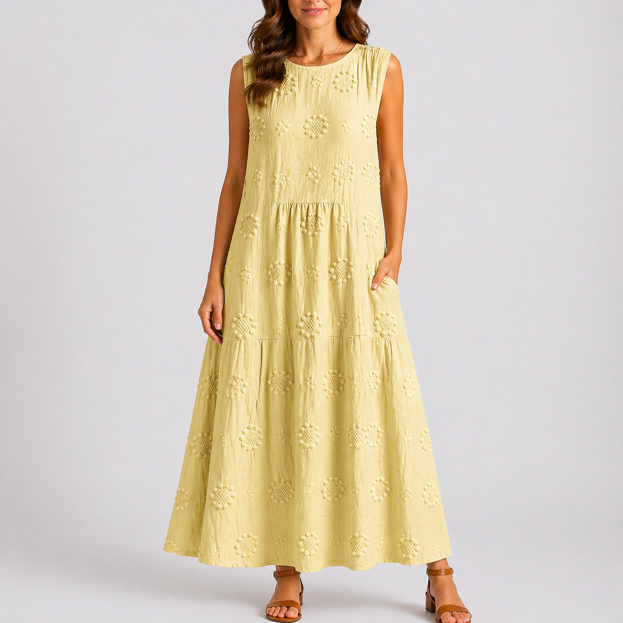 Robe midi femme fleurie coupe décontractée été