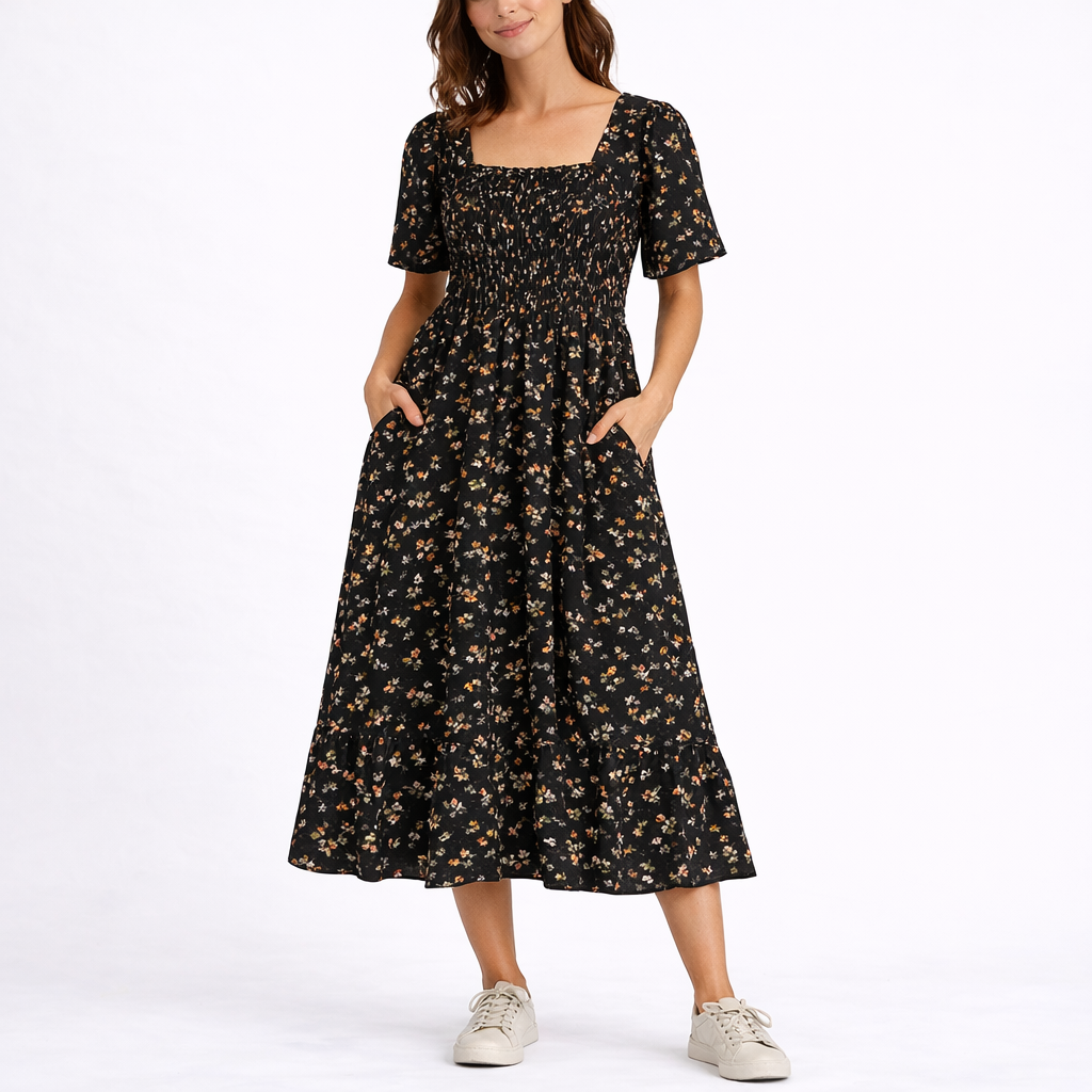 Robe midi d’été femme à fleurs