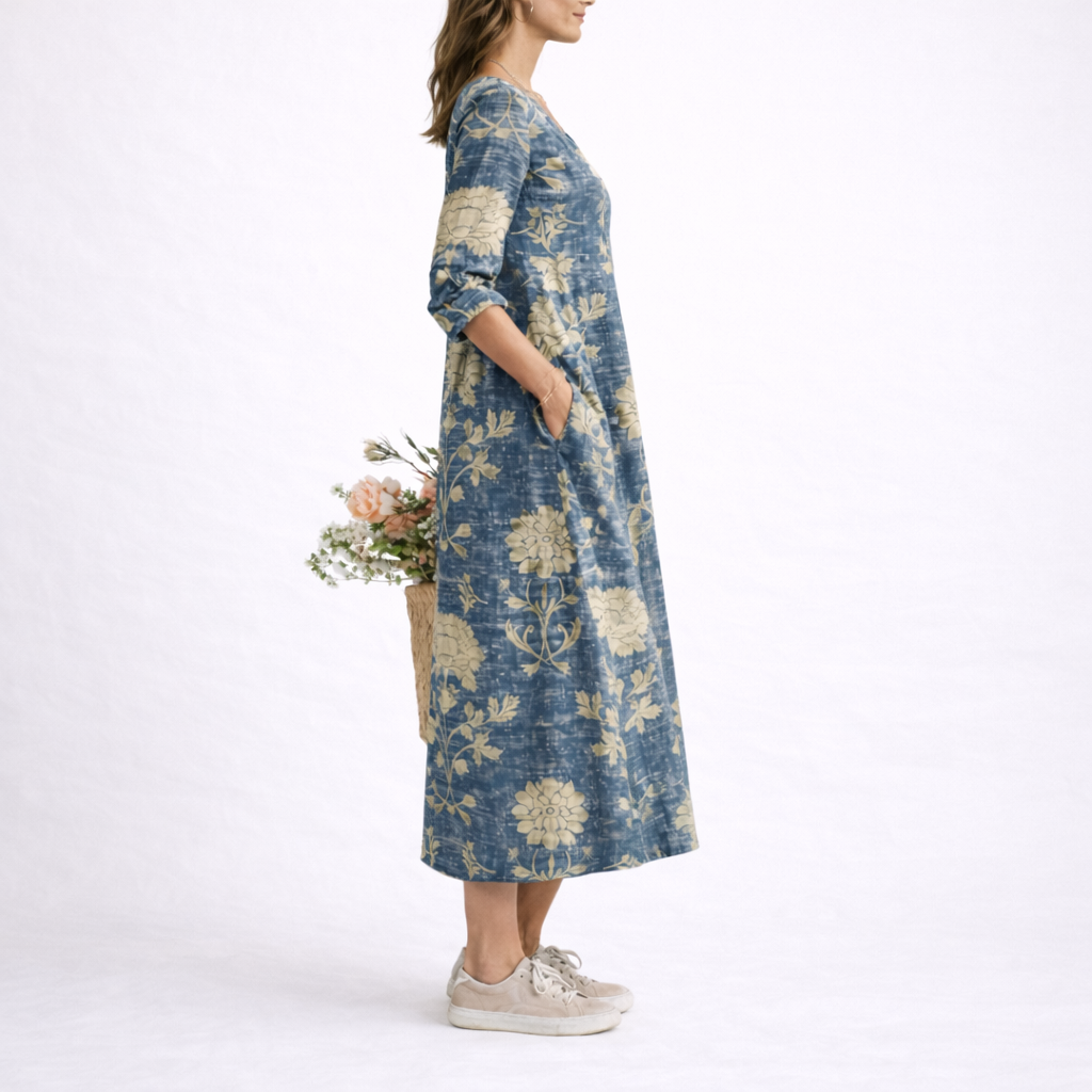 Robe en lin femme à fleurs