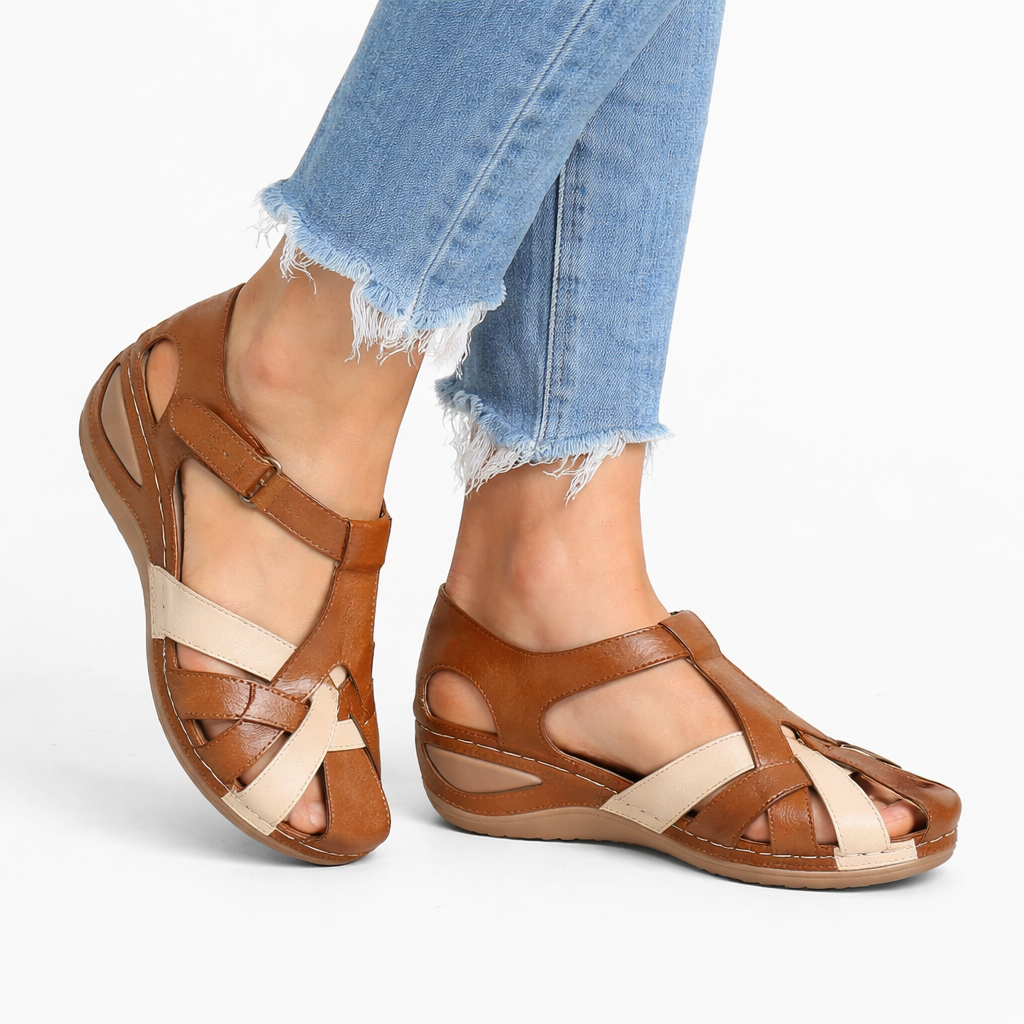 Sandales compensées femme en cuir
