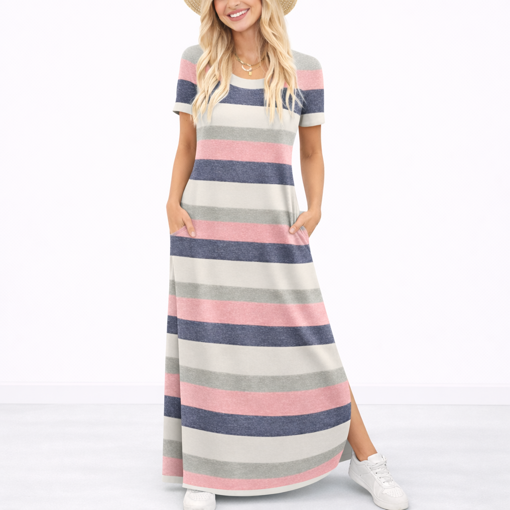 Robe longue d’été femme légère, col rond