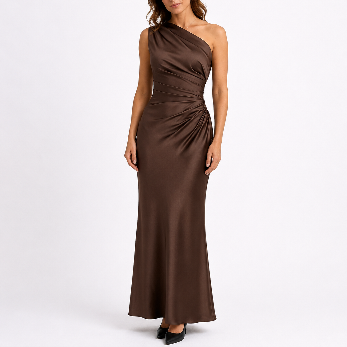 Robe longue de soirée femme en satin
