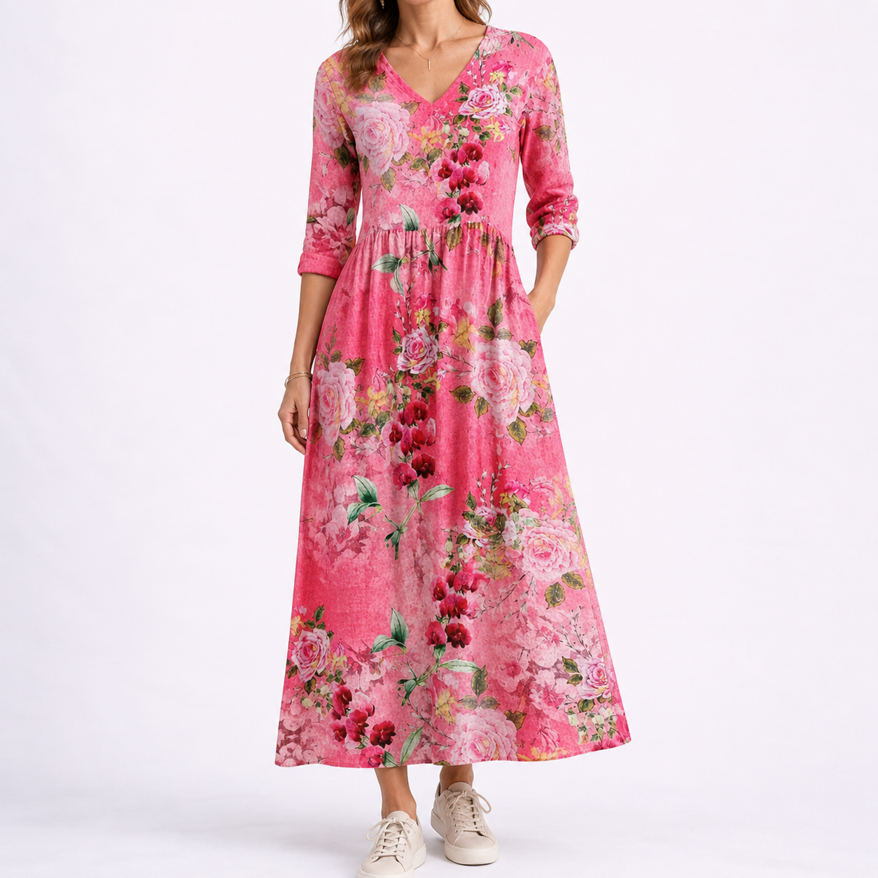 Robe midi d’été femme à fleurs
