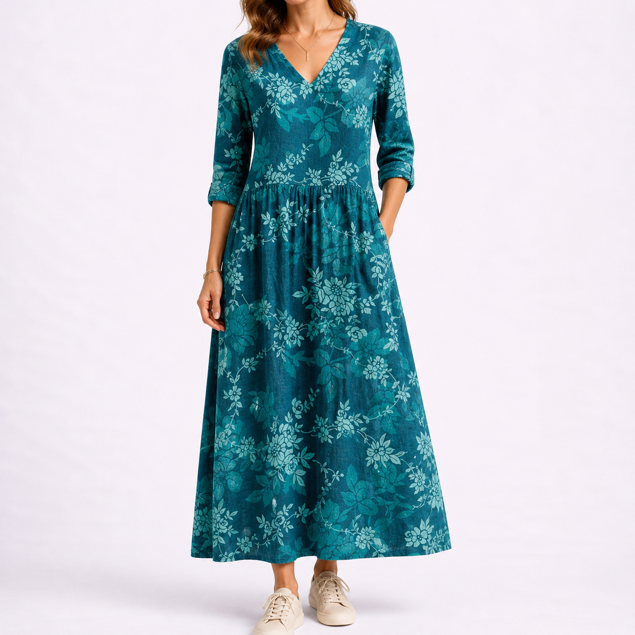 Robe midi d’été femme à fleurs