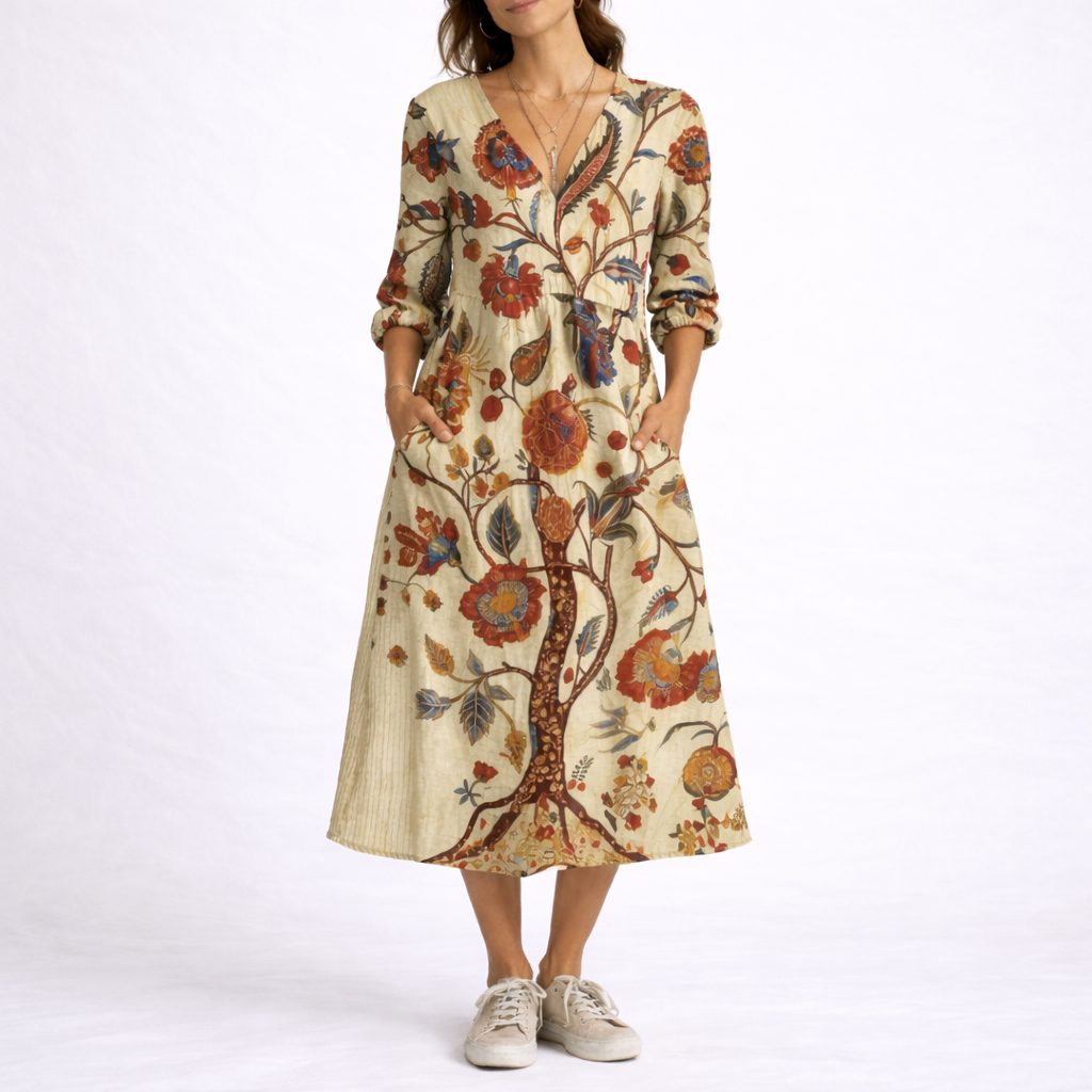 Robe en lin femme à fleurs