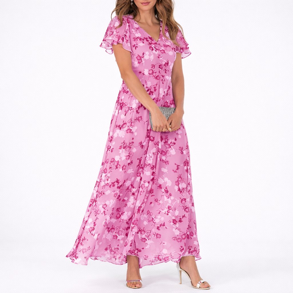Robe longue fluide femme à fleurs