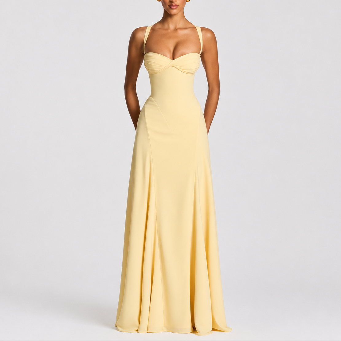 Robe longue corset femme drapée