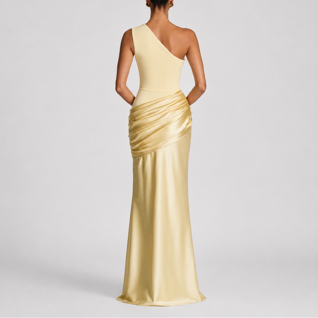 Robe longue asymétrique femme une épaule