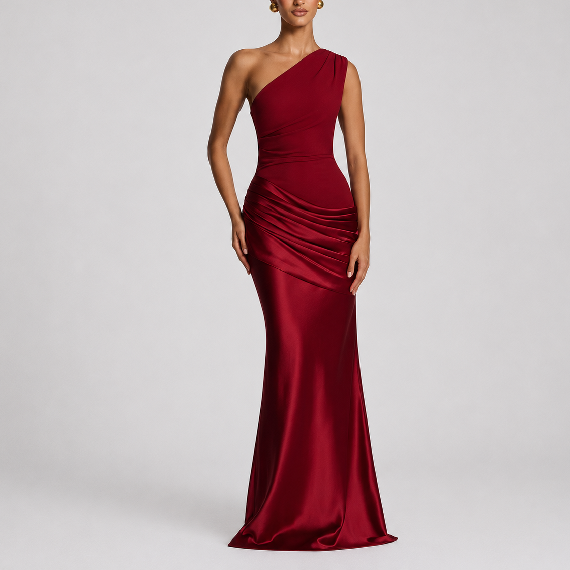 Robe longue asymétrique femme une épaule