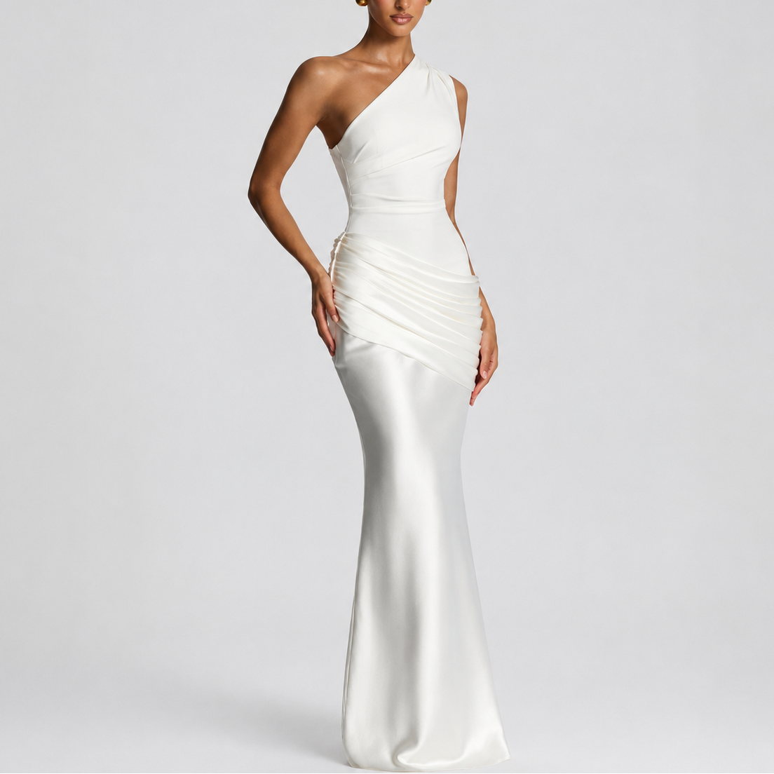 Robe longue asymétrique femme une épaule